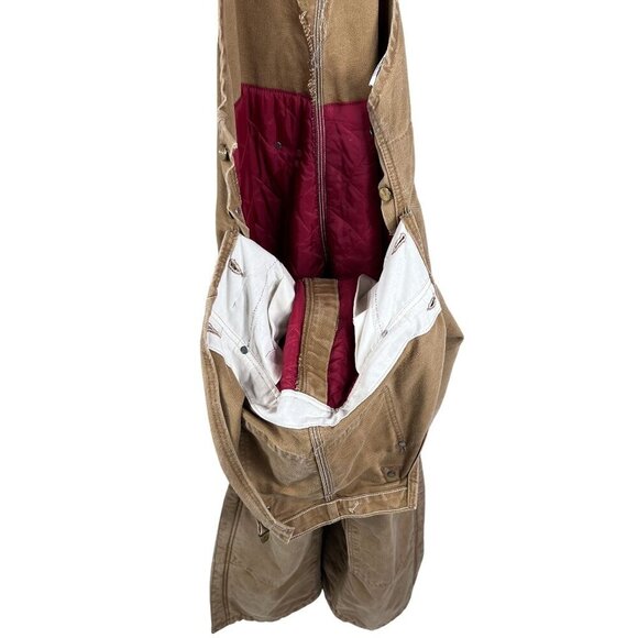 Carhartt 40x30 Canvas Duck Bib Overalls Insulated Double Knee Workwear USA Made - Picture 8 of 16